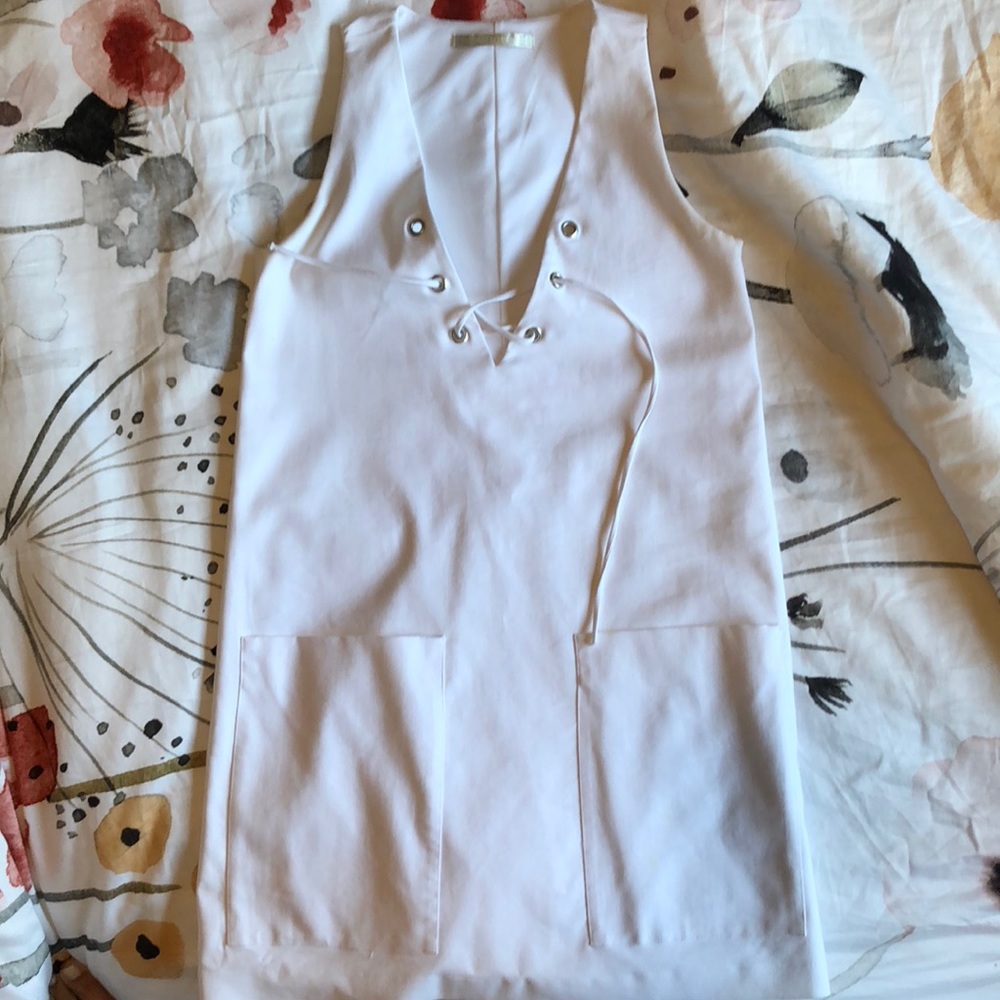 Zara white dress with front stitch detailing